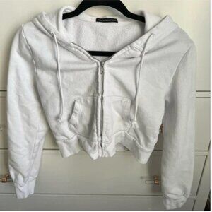 Brandy Melville Crystal Hoodie White Zip Up Jacket